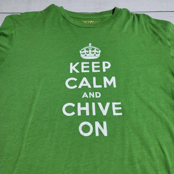 Chive Tees "Keep Calm And Chive On" Short Sleeve T-Shirt Green Men's Size XL - Picture 2 of 5
